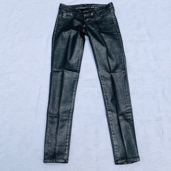 FLYING MONKEY**Pewter Silver Denim Jeans Size 26 - Picture 4 of 8